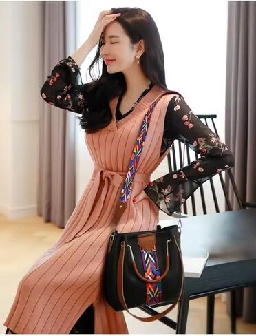 Women's 4-Piece Handbag Set with Colorful Strap, PU Leather Tote, Crossbody, Wallet and Clutch in Saudi Arabia