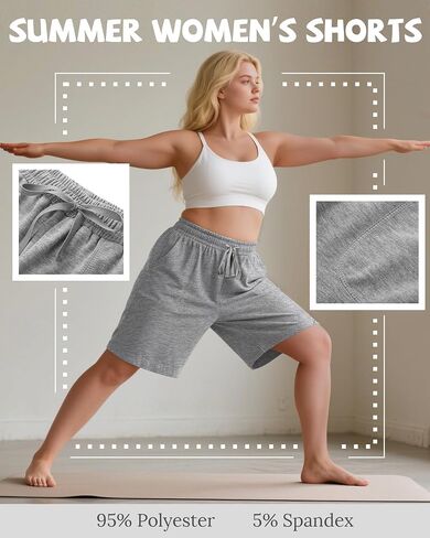 Riyiper 3 Pack Women's Plus Size Bermuda Shorts, Drawstring Elastic High Waist Loose Fit Casual Athletic Bottoms with Pockets in Saudi Arabia