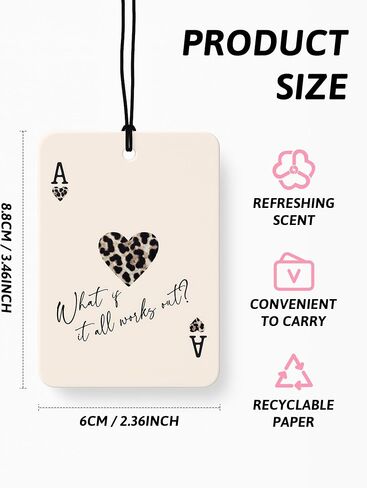 Black Leopard Print Car Air Freshener 4 Pcs, Trendy Cheetah Lucky 8 Ball Ace Card Lips Hanging Air Freshener for Cars Closet Drawer Books, Leopard Car Accessories Mirror Decor for Women in Saudi Arabia