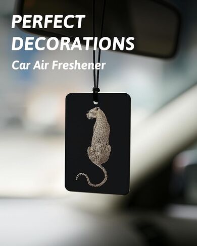 Black Leopard Print Car Air Freshener 4 Pcs, Trendy Cheetah Lucky 8 Ball Ace Card Lips Hanging Air Freshener for Cars Closet Drawer Books, Leopard Car Accessories Mirror Decor for Women in Saudi Arabia