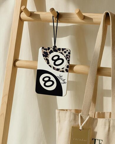 Black Leopard Print Car Air Freshener 4 Pcs, Trendy Cheetah Lucky 8 Ball Ace Card Lips Hanging Air Freshener for Cars Closet Drawer Books, Leopard Car Accessories Mirror Decor for Women in Saudi Arabia