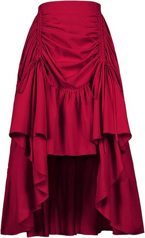 Women's Long Dress Gothic Steampunk Victorian Renaissance High Low Skirt in Saudi Arabia