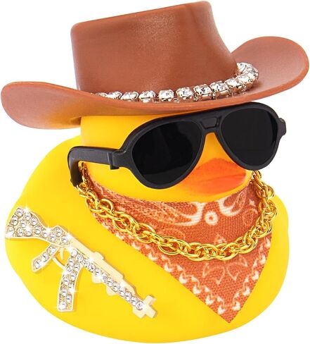 wonuu Rubber Duck Car Ornaments Duck Car Dashboard Decorations for Cool car Accessories with Diamond Cowboy Hat, Pink in Saudi Arabia