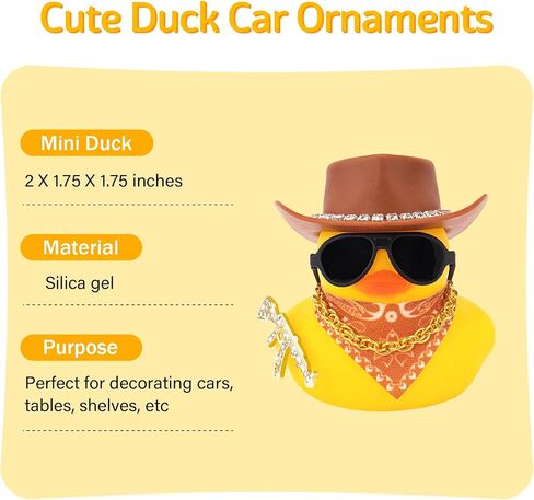 wonuu Rubber Duck Car Ornaments Duck Car Dashboard Decorations for Cool car Accessories with Diamond Cowboy Hat, Pink in Saudi Arabia