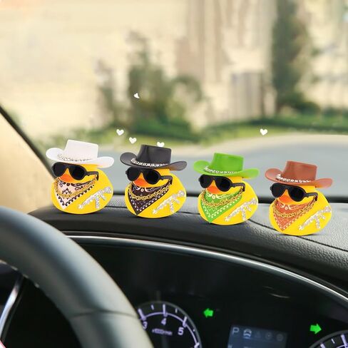 wonuu Rubber Duck Car Ornaments Duck Car Dashboard Decorations for Cool car Accessories with Diamond Cowboy Hat, Pink in Saudi Arabia
