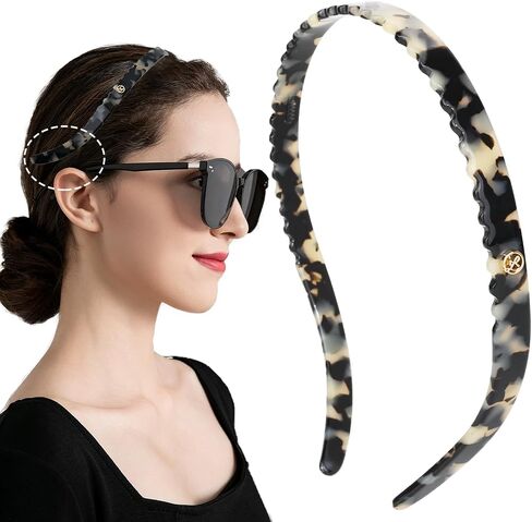 Headband Designed for Eyewear,Flex No Pressure Comfortable Hair Band Fashion Acetate Headbands for Womens Sisters Girls Gifts-Amber in Saudi Arabia