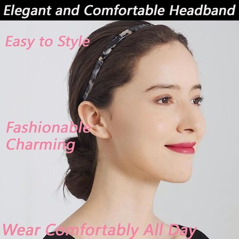 Headband Designed for Eyewear,Flex No Pressure Comfortable Hair Band Fashion Acetate Headbands for Womens Sisters Girls Gifts-Amber in Saudi Arabia