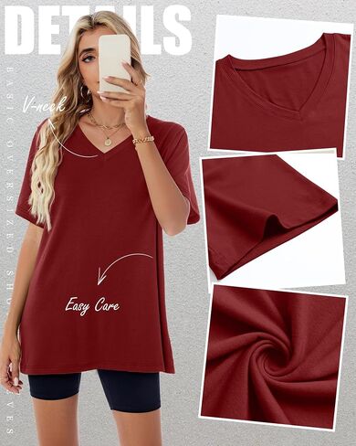 Huukeay Women's Cotton Oversized T Shirts 3 Pack V Neck Loose Fit Half Sleeve Tops Baggy Casual Summer Gym Workout Tees 2026 in Saudi Arabia