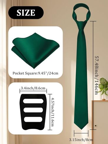 Mantieqingway Black Tie Sets for Men Classic Solid Color Tie Handkerchief Pocket Square Holder Formal Graduation Wedding in Saudi Arabia