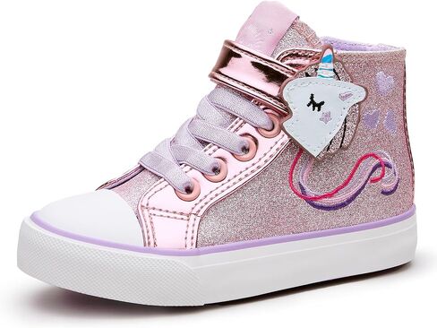Weestep Girls‘ Glitter High-Top Easy-On Canvas Shoes - Fahion Casual Sneakers for Toddler and Litte Kid in Saudi Arabia