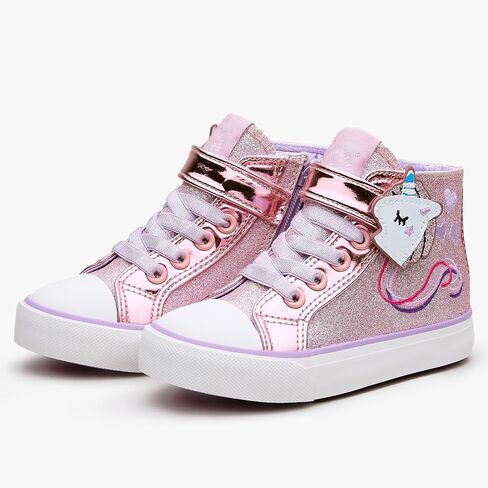 Weestep Girls‘ Glitter High-Top Easy-On Canvas Shoes - Fahion Casual Sneakers for Toddler and Litte Kid in Saudi Arabia