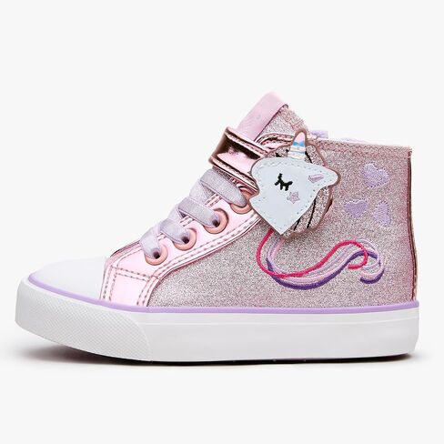 Weestep Girls‘ Glitter High-Top Easy-On Canvas Shoes - Fahion Casual Sneakers for Toddler and Litte Kid in Saudi Arabia