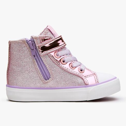 Weestep Girls‘ Glitter High-Top Easy-On Canvas Shoes - Fahion Casual Sneakers for Toddler and Litte Kid in Saudi Arabia