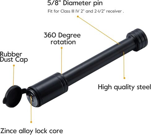قفل دبوس المتلقي Hitch ، قفل استقبال Hitch Hitch مع 5/8 "دبوس ، للفئة III IV 2" ومستقبل 2-1/2 "على مقطورة ، شاحنة ، سيارة ، قارب ، 2 عبوة in Kuwait