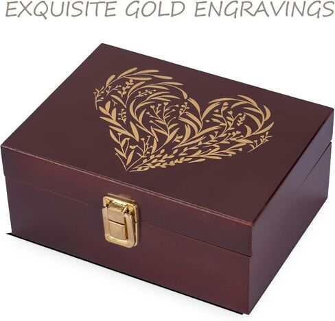 Small Wooden Memory Keepsake Boxes With Hinged Lids and a photo frame inside the lid - Decorative Storage Box With a Hinge Lids For Picture Letter Time Capsule - Wooden Gift Boxes，3.1“*5.1"*7.1“ in Kuwait