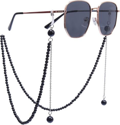 SUNYIK Natural Beads Stone Eyeglass Chain for Women Men Healing Stone Beads Glass Strap Mask Lanyard in Saudi Arabia