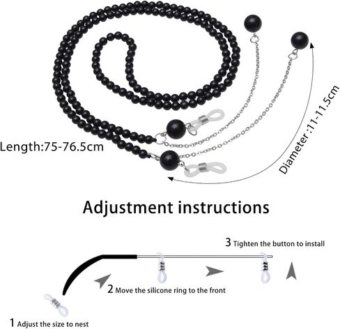 SUNYIK Natural Beads Stone Eyeglass Chain for Women Men Healing Stone Beads Glass Strap Mask Lanyard in Saudi Arabia