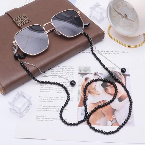 SUNYIK Natural Beads Stone Eyeglass Chain for Women Men Healing Stone Beads Glass Strap Mask Lanyard in Saudi Arabia