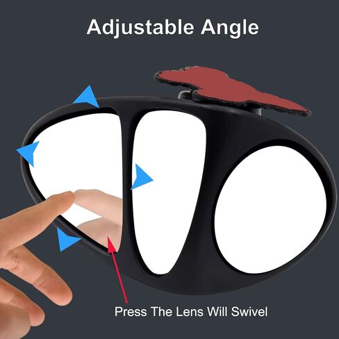 Blind Spot Mirror, Car Rear View Mirrors, Stick-on Universal Three-Sided Lens Car Auxiliary Mirror, HD True Glass, Rotation Adjustable Wide Angle, Left, 1Pcs in Saudi Arabia