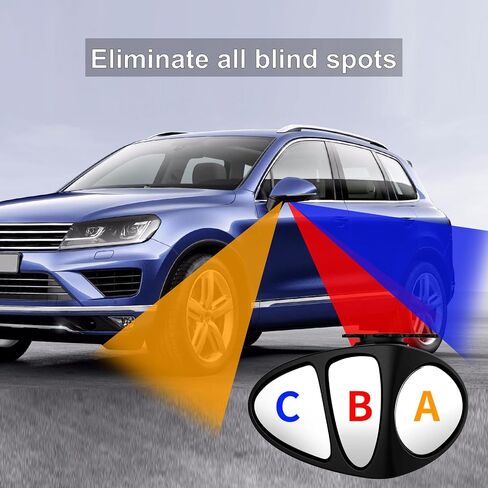 Blind Spot Mirror, Car Rear View Mirrors, Stick-on Universal Three-Sided Lens Car Auxiliary Mirror, HD True Glass, Rotation Adjustable Wide Angle, Left, 1Pcs in Saudi Arabia
