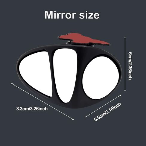 Blind Spot Mirror, Car Rear View Mirrors, Stick-on Universal Three-Sided Lens Car Auxiliary Mirror, HD True Glass, Rotation Adjustable Wide Angle, Left, 1Pcs in Saudi Arabia