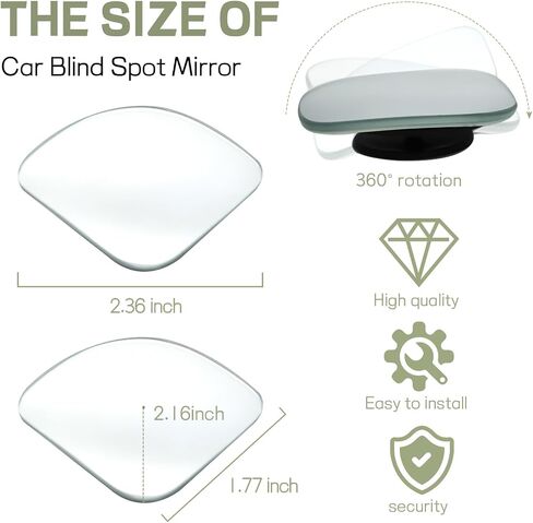 2PCS Blind Spot Mirror, Fan Shaped HD Glass Frameless Convex Rear View Mirror, 360 Degree Adjustable Wide Angle Side Rear View Mirror for Cars SUVs Motorcycles Trucks in Saudi Arabia