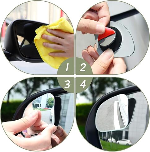 2PCS Blind Spot Mirror, Fan Shaped HD Glass Frameless Convex Rear View Mirror, 360 Degree Adjustable Wide Angle Side Rear View Mirror for Cars SUVs Motorcycles Trucks in Saudi Arabia