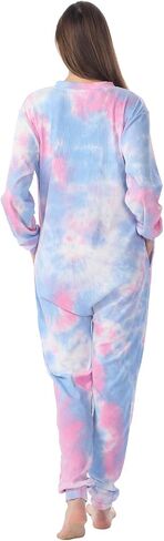 Lifeye Womens Onesie Pajamas Tie-Dye Cotton Romper Thermal Sleepwear Long Sleeve Jumpsuit Homewear Nightwear with Pockets in Kuwait