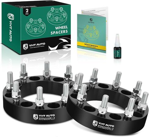 YHTAUTO 8x6.5 Wheel Spacers 1.5 Inch Compatible with Chevrolet, GMC, Ram, Hummer Models, Silverado Suburban Tire Spacers w/ M14x1.5 & 12.9 Grade Studs, 38.1 mm Center Bore 4 Lug 4PCS Black in Saudi Arabia