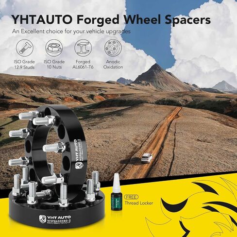 YHTAUTO 8x6.5 Wheel Spacers 1.5 Inch Compatible with Chevrolet, GMC, Ram, Hummer Models, Silverado Suburban Tire Spacers w/ M14x1.5 & 12.9 Grade Studs, 38.1 mm Center Bore 4 Lug 4PCS Black in Saudi Arabia