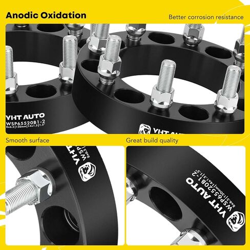 YHTAUTO 8x6.5 Wheel Spacers 1.5 Inch Compatible with Chevrolet, GMC, Ram, Hummer Models, Silverado Suburban Tire Spacers w/ M14x1.5 & 12.9 Grade Studs, 38.1 mm Center Bore 4 Lug 4PCS Black in Saudi Arabia