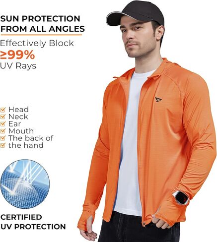 Rodeel Men’s UPF 50+ Zipper Sun Protection Shirt Fishing Hiking Outdoor Clothing Full Zip UV Neck Gaiter Hoodie in Saudi Arabia