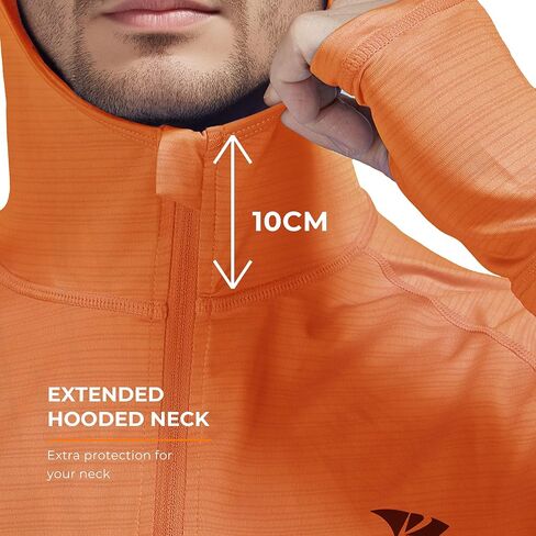 Rodeel Men’s UPF 50+ Zipper Sun Protection Shirt Fishing Hiking Outdoor Clothing Full Zip UV Neck Gaiter Hoodie in Saudi Arabia