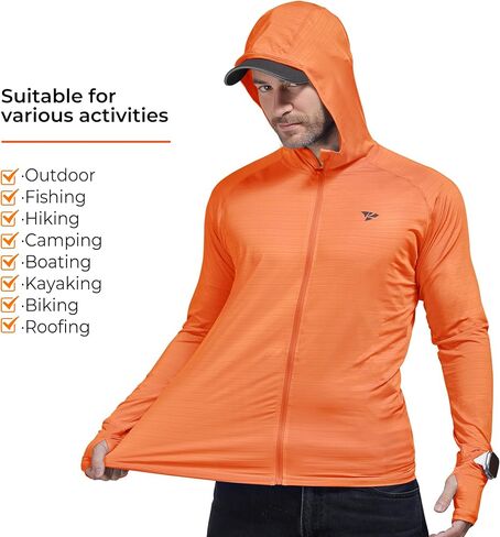 Rodeel Men’s UPF 50+ Zipper Sun Protection Shirt Fishing Hiking Outdoor Clothing Full Zip UV Neck Gaiter Hoodie in Saudi Arabia