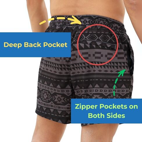 Babeeni Shark Swim Trunks Men 7 Bats - Men's Swime With Line Planer ، و Sweat Swe Swise Sharts مع جيوب سحاب in Kuwait