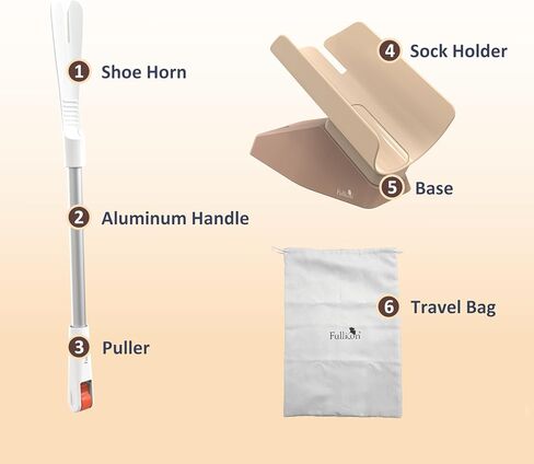 Fullicon easysox ، ALUMINIM Sock Horn Sock Aid ، جهاز مساعدة جورب لا ثني لكبار الرجال المسنين ، جهاز Safe Sock للمساعدة في وضع الجوارب ، Sock Puller Aid Easy On & Off (Beige) in Kuwait