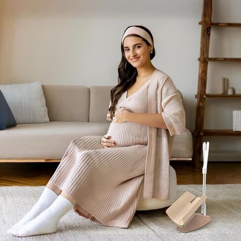 Fullicon easysox ، ALUMINIM Sock Horn Sock Aid ، جهاز مساعدة جورب لا ثني لكبار الرجال المسنين ، جهاز Safe Sock للمساعدة في وضع الجوارب ، Sock Puller Aid Easy On & Off (Beige) in Kuwait