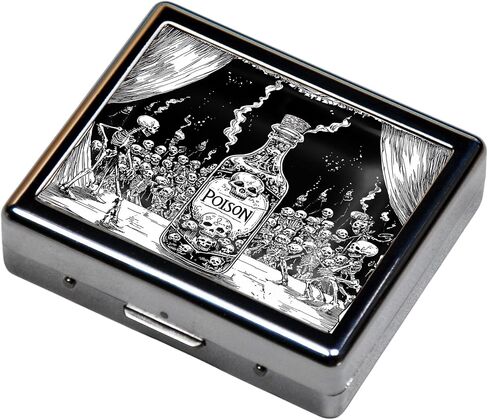 7 Days Chromed Shiny Silver Pill Organizer with Mirror Inside Has 8 Separate Compartments Rectangle Cute Travel Pill Organizer for Purse 7 Days (A Flock of Skeletons) in Saudi Arabia