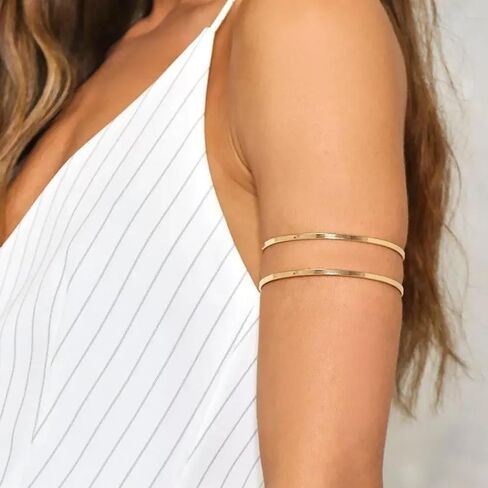 Gold Arm Cuff for Women Gold Arm Cuff Upper Arm Layered Arm Bangle Bracelet Armband Armlet Summer Beach Jewelry Accessories Vacation Party Summer Stuff in Saudi Arabia