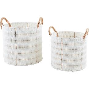 Mud Pie Paper Rope Nested Baskets; Small 12 1/2" X 11 1/2" Dia | Large 14 1/2" X 13 1/2" Dia