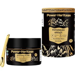 Power Heritage Pure Himalayan Shilajit Resin for Men & Women 75 Servings for Energy Boost & Immune Support, 85+ Trace Minerals, 75%+ Fulvic Acid, with Lab Test Report,400mg