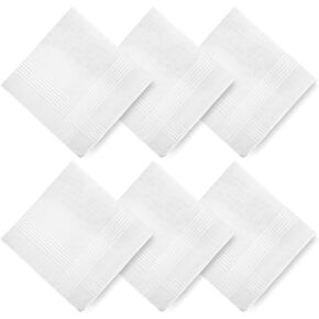 Teaaha 6PCS Cotton Handkerchiefs for Men, Soft White Men's Handkerchiefs, Mens Handkerchief Machine Wash, Hankies for Men (100% Cotton)