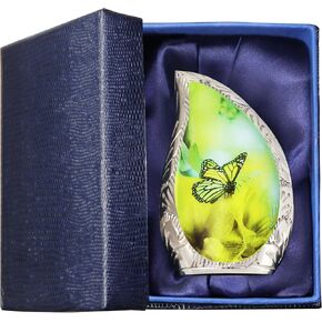 M MEILINXU Mini Urn for Ashes for Women or Man, Small Urns for Human Ashes Keepsake, Tear Drop Decorative, Purple Flowers and Butterfly Urn, Brass Cremation Container, Teardrop - Small Keepsake