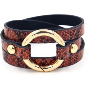 Dreuyet Leather Camo Bracelet for Men Women Boho Camouflage White Black Charm Circle Cuff Bangle Multilayer Stackable Leather Wrap Bracelets Costume Jewelry