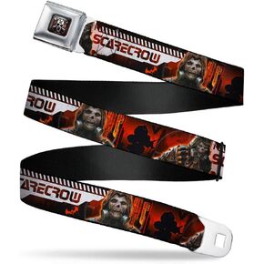 Buckle-Down Men's Seatbelt Belt Batman Kids, Scarecrow Arkham Knight Profile/Poses Orange/Black/White, 1.0" Wide-20-36 Inches