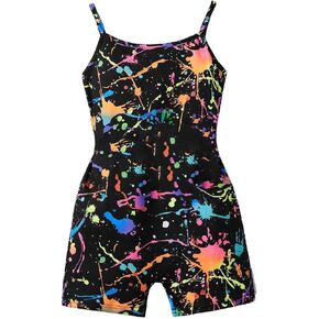 SOLY HUX Girl's All Over Print Cami Romper Spaghetti Strap Summer Short Jumpsuit