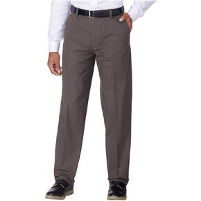 Kirkland Signature Men’s Non-Iron Comfort Pant with Expander Waist (Brown Fancy, 36x32)