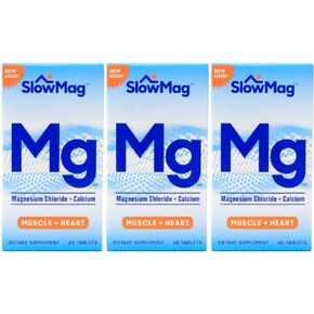 Slow Mag Magnesium Chloride and Calcium, 60 Tablets each (Value Pack of 3)