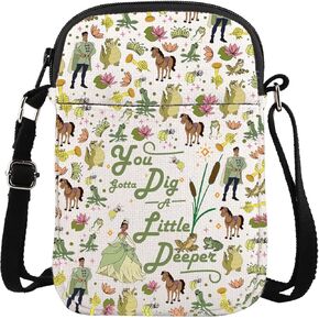TGBJE Princess Inspired Crossbody Bag Frog Princess Gift You Gotta Dig A Little Deeper Messenger Bag Cartoon Movie Gift (Dig deeper CB)
