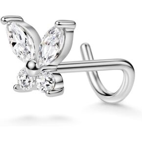FANSING Corkscrew Nose Rings Studs 20g Nosescrew Surgical Steel Butterfly Nose Studs for Women 20 Gauge Nostril Piercing Jewelry